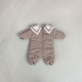 Baby 1pcs Plaid Pattern Lapel Design Quilted Warm Rompers - 73 (6-9M) - Brown