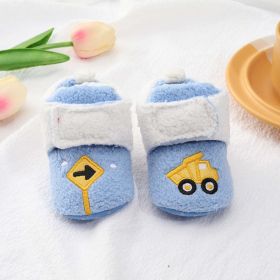 Baby Cartoon Embroidery Graphic Fleece Thickened Shoes - Insole Length 11.00 cm - Blue