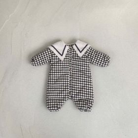 Baby 1pcs Plaid Pattern Lapel Design Quilted Warm Rompers - 73 (6-9M) - Black