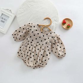 Baby Girl Polka Dot Pattern Little Flying Sleeve Loose Bodysuit - 73 (6-9M) - Brown