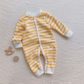 Baby 3D Bear Graphic Striped Design Long Sleeve Jumpsuit - 80 (9-12M) - Yellow