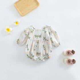 Baby Girl Floral Embroidered Pattern Square Collar Bodysuit - 66 (3-6M) - Green