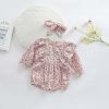 Baby Girl Ditsy Flower Pattern Long Sleeve Cute Bodysuit - 66 (3-6M) - Pink