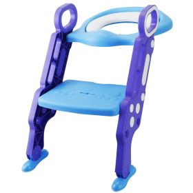 Potty Training Toilet Seat with Steps Stool Ladder For Children Baby Splash Guard Foldable Toilet Trainer Chair Height Adjustable  - Blue Purple