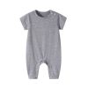 Baby Solid Color Thin Style Short Sleeve Rompers Sleepwear - 59 (0-3M) - Grey