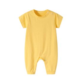 Baby Solid Color Thin Style Short Sleeve Rompers Sleepwear - 59 (0-3M) - Yellow