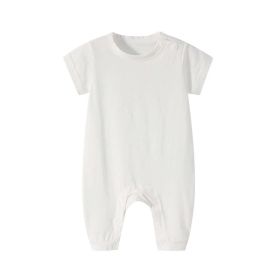 Baby Solid Color Thin Style Short Sleeve Rompers Sleepwear - 59 (0-3M) - White