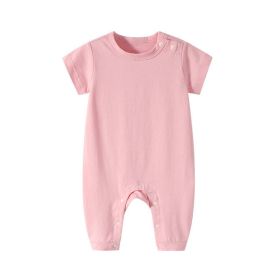 Baby Solid Color Thin Style Short Sleeve Rompers Sleepwear - 59 (0-3M) - Pink