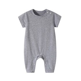 Baby Solid Color Thin Style Short Sleeve Rompers Sleepwear - 66 (3-6M) - Grey