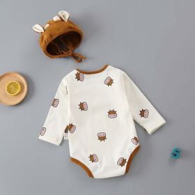 Baby 1pcs Cartoon Bear & Calf Graphic Long Sleeved Soft Bodysuit With Hat - 66 (3-6M) - Brown