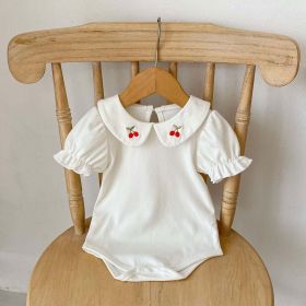 Baby Girl Embroidered Design Lapel Simple Style Onesies - 90 (12-24M) - White