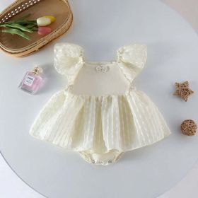 Baby Girl Solid Color Thin Style Princess Dress Onesies - 73 (6-9M) - Apricot