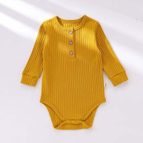 Baby Boy And Girl Solid Color Soft Cotton Long Sleeve Bodysuit - 90 (12-24M) - Yellow