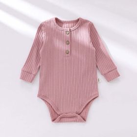 Baby Boy And Girl Solid Color Soft Cotton Long Sleeve Bodysuit - 66 (3-6M) - Pink