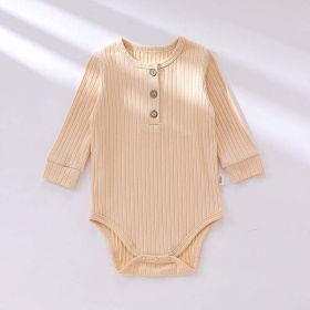 Baby Boy And Girl Solid Color Soft Cotton Long Sleeve Bodysuit - 73 (6-9M) - Apricot