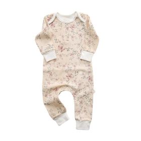 Baby Floral Graphic Envelope Collar Design Soft Cotton Nordic Style Jumpsuit - 73 (6-9M) - Coffee