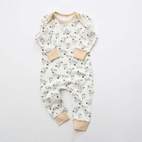 Baby Floral Graphic Envelope Collar Design Soft Cotton Nordic Style Jumpsuit - 80 (9-12M) - White