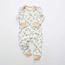 Baby Floral Graphic Envelope Collar Design Soft Cotton Nordic Style Jumpsuit - 73 (6-9M) - White