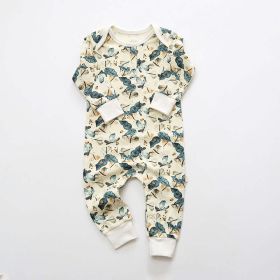 Baby Floral Graphic Envelope Collar Design Soft Cotton Nordic Style Jumpsuit - 90 (12-24M) - Blue