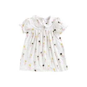 Baby Girl Cartoon Print Pattern Doll Neck Princess Dress - 130 (7-8Y) - White