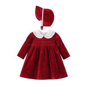 Baby Girl Autumn/Winter Weekend Dress Skirt Warm Velvet Children's Clothing - 80 (9-12M) - Red