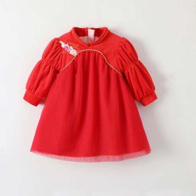 Baby Girl Autumn/Winter Weekend Dress Skirt Warm Velvet Children's Clothing - 73 (6-9M) - Pink