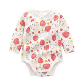 Baby Cartoon Print Pattern Side Button Design Long Sleeve Onesies - 66 (3-6M) - Pink