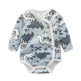 Baby Cartoon Print Pattern Side Button Design Long Sleeve Onesies - 59 (0-3M) - Blue