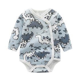 Baby Cartoon Print Pattern Side Button Design Long Sleeve Onesies - 73 (6-9M) - Blue