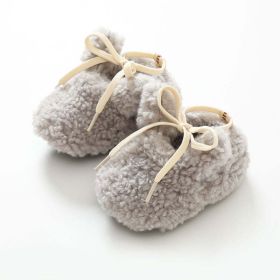 Baby Rabbit Style Plush Autumn Winter Non-Slips Fashion Shoes - Insole Length 13.00 cm - Grey