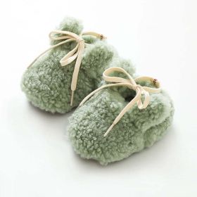 Baby Rabbit Style Plush Autumn Winter Non-Slips Fashion Shoes - Insole Length 13.00 cm - Green