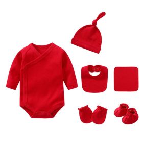 Newborn Solid Color Cotton Bodysuit Thin Style Sets - 80 (9-12M) - Red