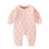 Baby Heart Pattern Long Sleeve Single Breasted Design Sweet Style Romper - 59 (0-3M) - Pink