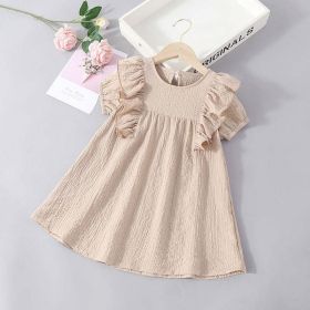 Baby Solid Color Ruffle Design Simple Style Summer Dress - 90 (12-24M) - Khaki