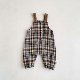 Baby Western Plaid Pattern Casual Strap Design Romper - 73 (6-9M) - Green