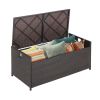 34 Gallon Patio Storage Bench with Seat Cushion and Zippered Liner - Mix Brown