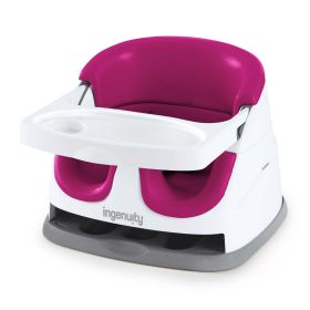 Ingenuity Baby Base 2-in-1 Booster Feeding High Chair and Floor Seat with Self-Storing Tray, Pink Flambe - Ingenuity