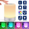 Wireless Night Light Bluetooth Speaker Color Changing Touch Control Desk Lamp - White