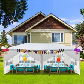 10'x20' Outdoor Party Tent with 6 Removable Sidewalls; Waterproof Canopy Patio Wedding Gazebo; White - as picture