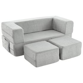 Kids Couch Modular Loveseat Children Furniture for Playroom - grey