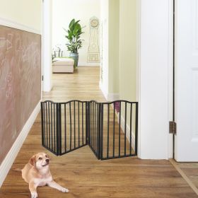 Pet Gate ‚Äì Dog Gate for Doorways;  Stairs or House ‚Äì Freestanding;  Folding ;  Dark brown; Arc Wooden - Dark brown