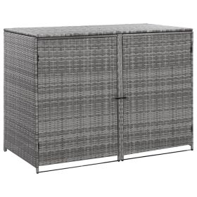 Double Wheelie Bin Shed Poly Rattan Anthracite 58.3"x30.3"x43.7" - Anthracite