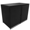 Double Wheelie Bin Shed Poly Rattan Black 58.3"x31.5"x43.7" - Black