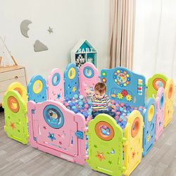 14 Panel Kids Activity Center Baby Playpen with Gate - BB5492