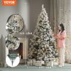 VEVOR Christmas Tree, Full Holiday Xmas Tree with LED Lights, Metal Base for Home Party Office Decoration - 4.4 x 7.5 ft / 1.33 x 2.29 m - Warm White