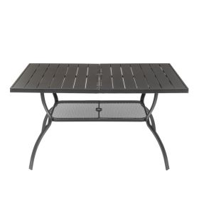 60*38*28.5in Iron With Umbrella Hole Patio Bar Table Black - as Pic