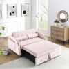 Modern 55.5" Pull Out Sleep Sofa Bed 2 Seater Loveseats Sofa Couch with side pockets, Adjsutable Backrest and Lumbar Pillows for Apartment Office Livi