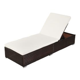 Outdoor Leisure Rattan Furniture Pool Bed / Chaise (Single Sheet)-Brown - as picture