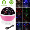 LED Star Sky Projector Night Light Kids Rotating Starry Night Lamp USB Sleep Light Xmas Gift - Pink