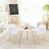 Modern Kids Activity Play Table and 2 Chairs Set with Beech Leg Cushion - white